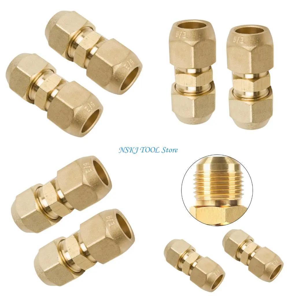 L8RC Threaded Double Interfaces Brass Adapter 2pcs for Home AC Copper Pipe Installation