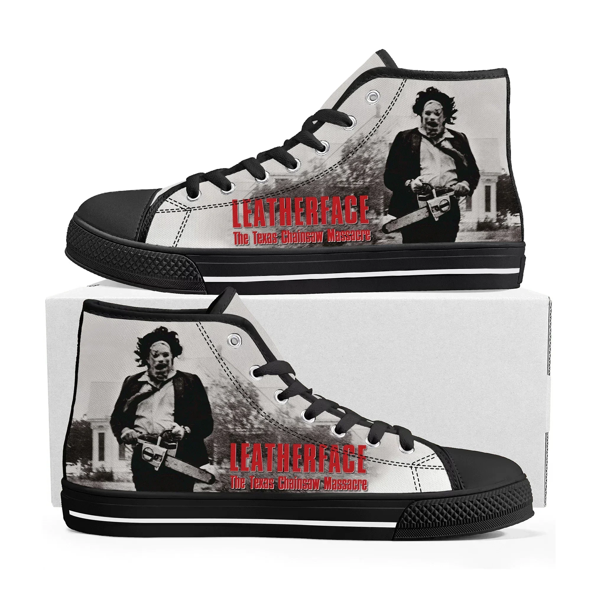 Texas Chainsaw Massacre Leatherface High Top Sneakers Mens Womens Teenager Canvas Sneaker Casual Custom Made Shoe Customize Shoe