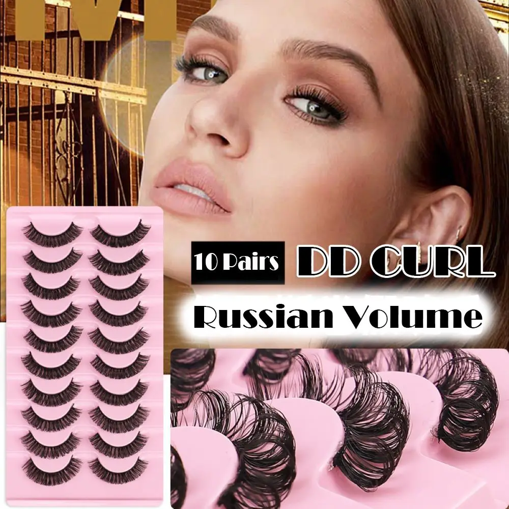 

New Reusable Fluffy Russian Lashes Russian Volume DD Curl False Eyelashes 10-23mm Russian Volume