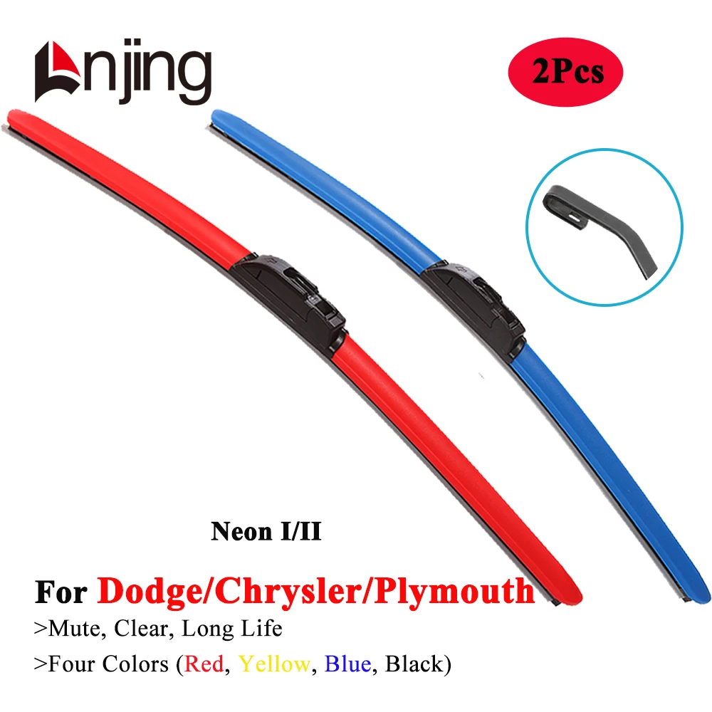 LNJING Colorful Wiper Blades For Chrysler Dodge Plymouth Neon 1994 1998 2002 2005 2008 2010 2012 2015 2016 Car Windshield Brush