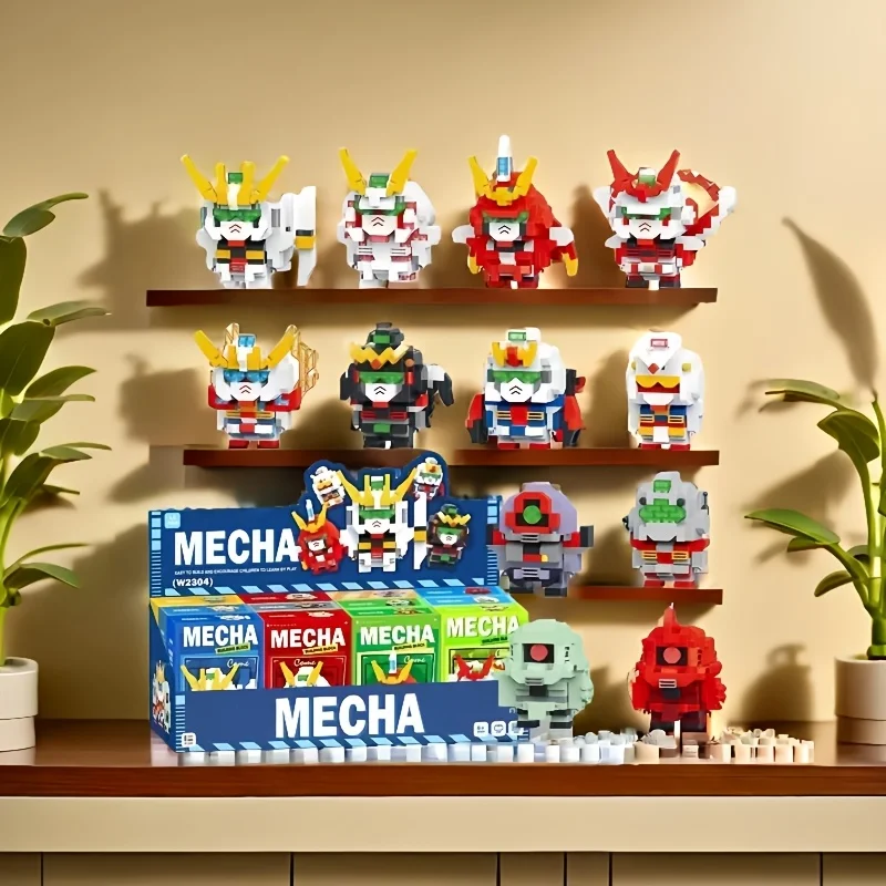 

12 комплектов мелких частиц, модели меха, строительные блоки из АБС-пластика, подходят для мальчиков старше 6 лет, такие как украшения для дома, праздник