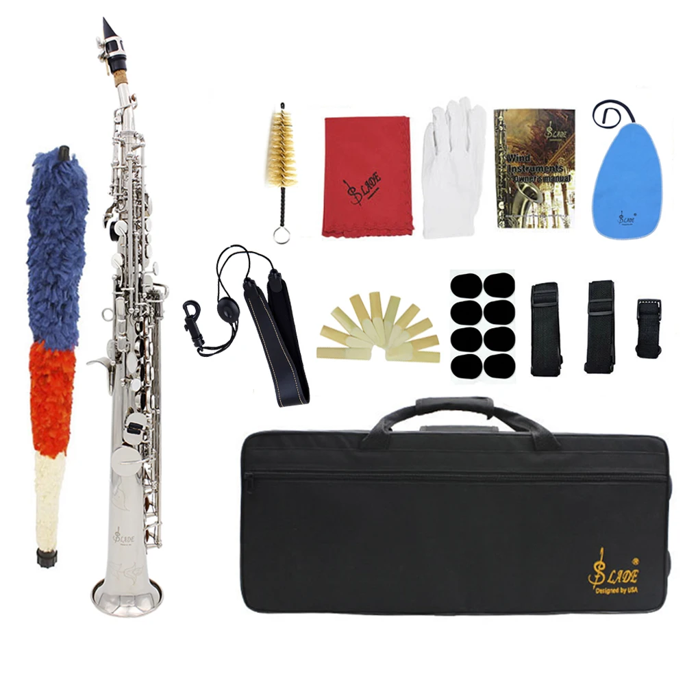 SLADE Soprano Saxophone Brass Body Bb Straight Sax Professional Saxfone Woowind Instrument With Case Reeds Parts & Accessories