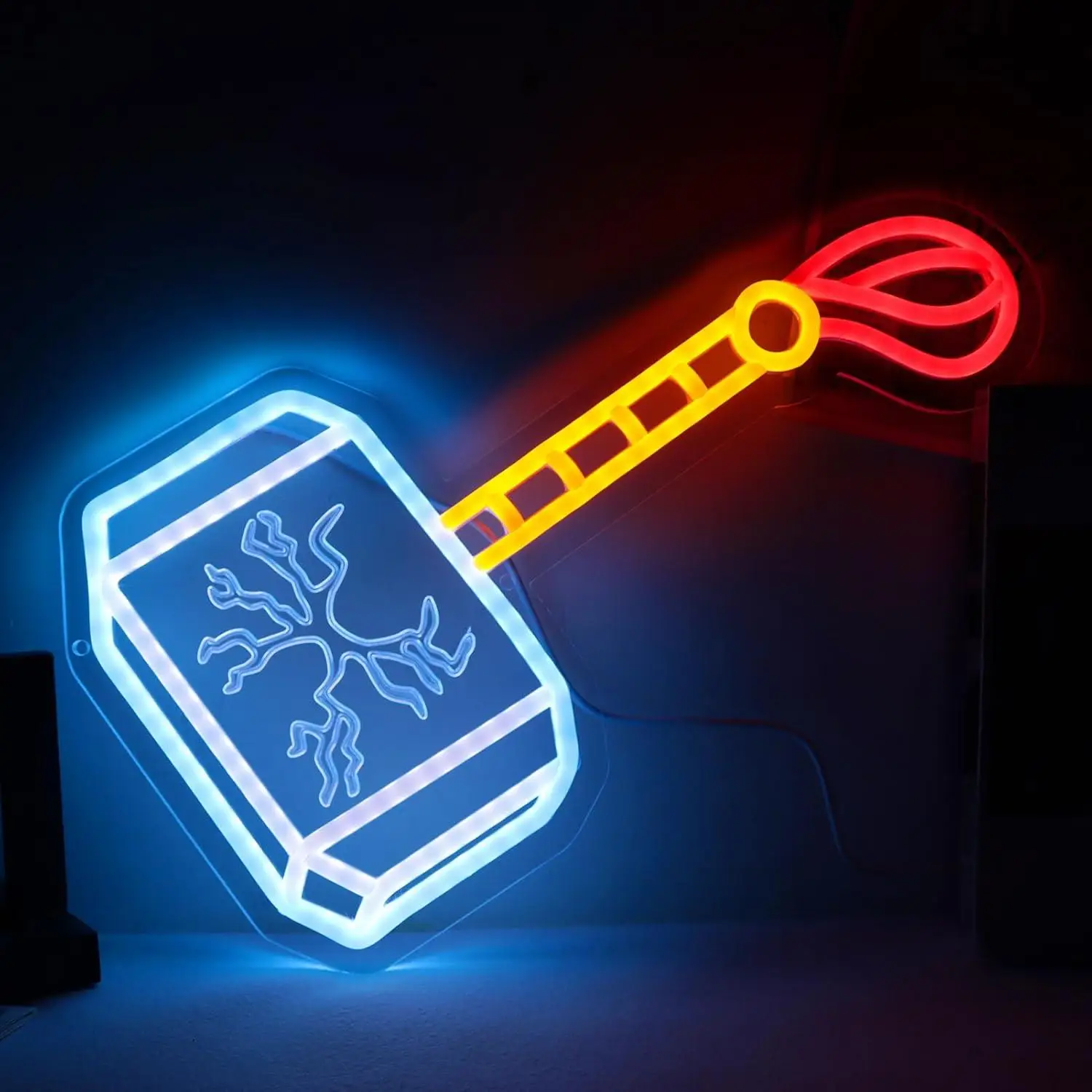 

Неоновая вывеска «Молот Тора» с USB-питанием, диммируемая светодиодная неоновая подсветка для мужской комнаты, бара, тики-бара, игровой комнаты, декоративный настенный светильник, подарок для фанатов