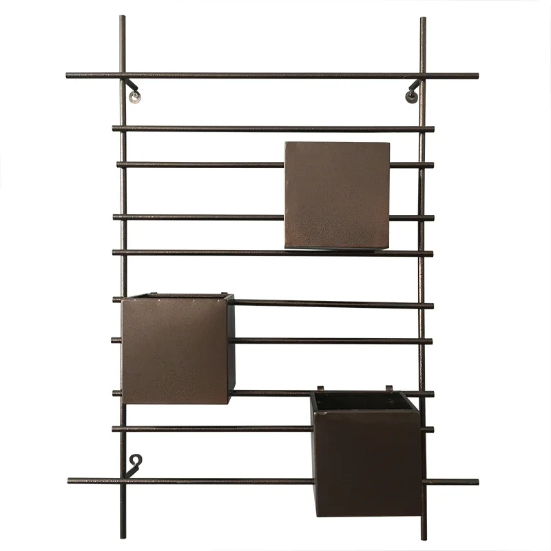 Industrial Wind Background Wall Hanging Flower Device Clothing Store Magazine Stand Iron Art Restaurant Plant Decorative Rack