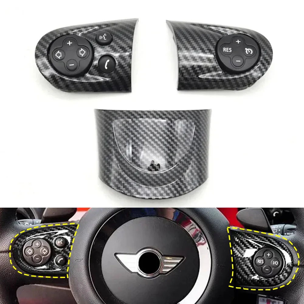 

Carbon Fiber Car Steering Wheel Multifunction Cruise Control Switch Button Cover For BMW MINI Cooper R55 R56 R57 R58 R59 R60 R61