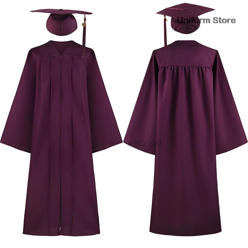 Conjunto de Bata de graduación para adultos, gorro con cierre de cremallera, bata de graduación universitaria, gorro de Mortarboard, bata de Graduación