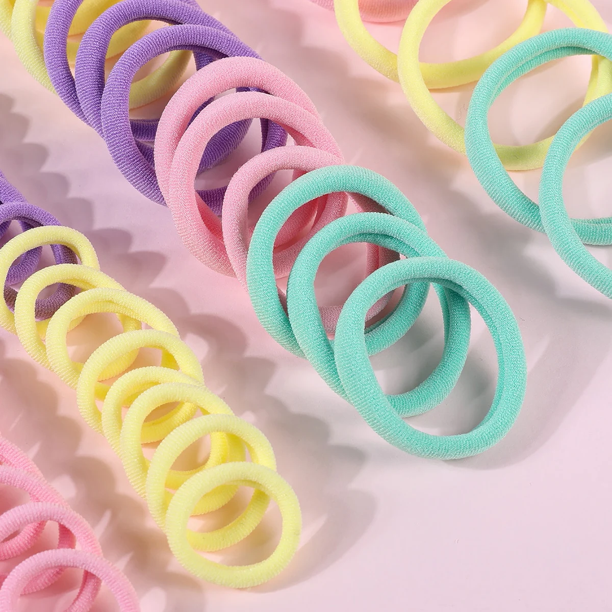 100Pcs Girls Hair Bands Nylon Hair Ties Candy Color Elastic Rubber Band Children Ponytail Holder Headband Girls Hair Accessories