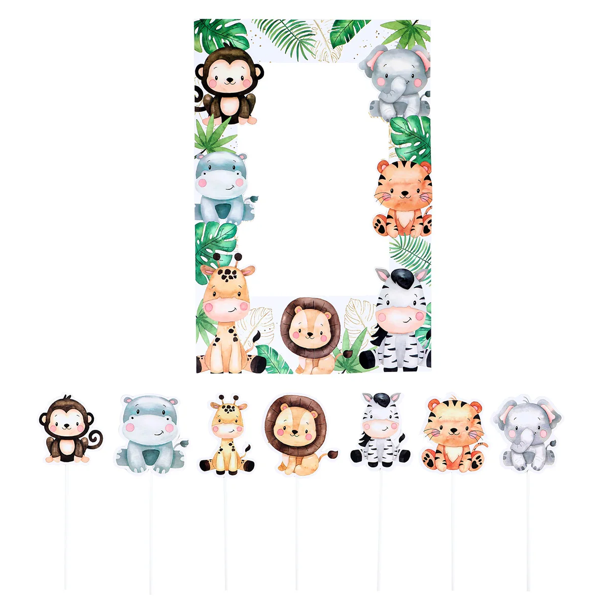 Jungle Animals Frame Photo Prop Tablecloth Birthday Party Decor For Home Kids Baby Shower Wild One Safari Party Supplies