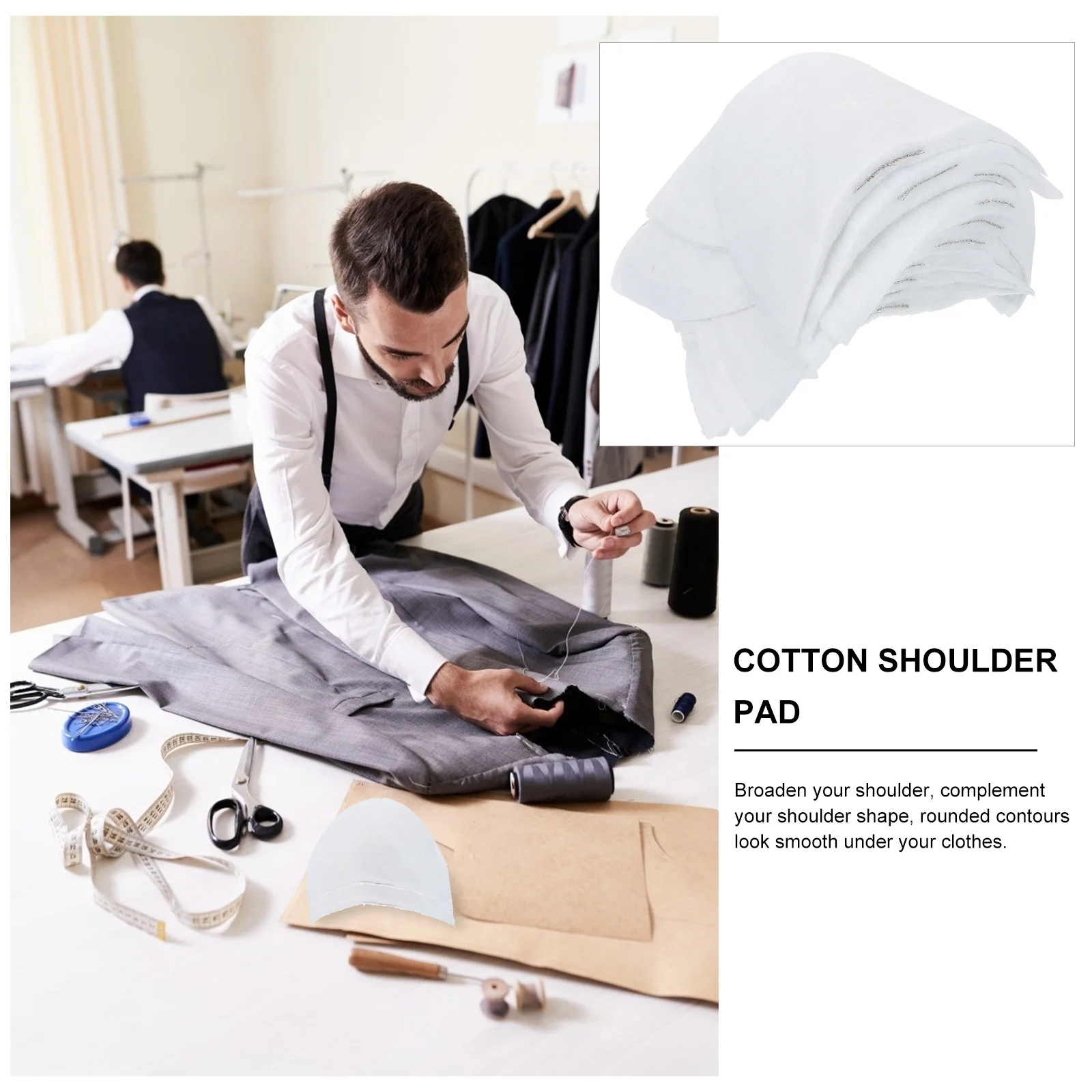 

50pcs Padded Pads For Women Clothes Accessories Stretchy Washable Reusable Cushion Thick Shoulder Padding Rounded