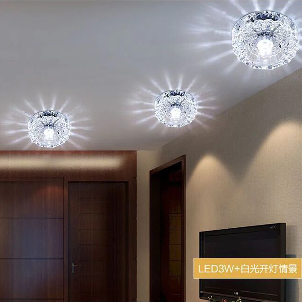 3W Spot Led Lights Ceiling Indoor Home Lighting Crystal Ceiling Lamps for Bedroom Living Room Hallway plafonnier Decor Fixtures