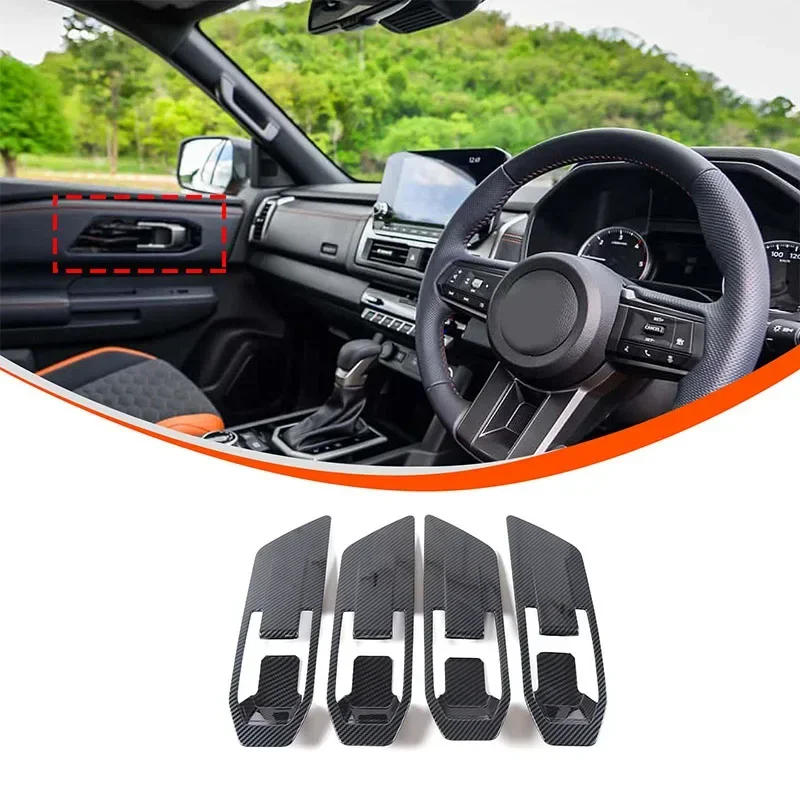 

For Mitsubishi L200 2024 ABS Carbon Fiber Car Inner Door Handle Cover Door Bowl Frame Trim Sticker Interior Accessories