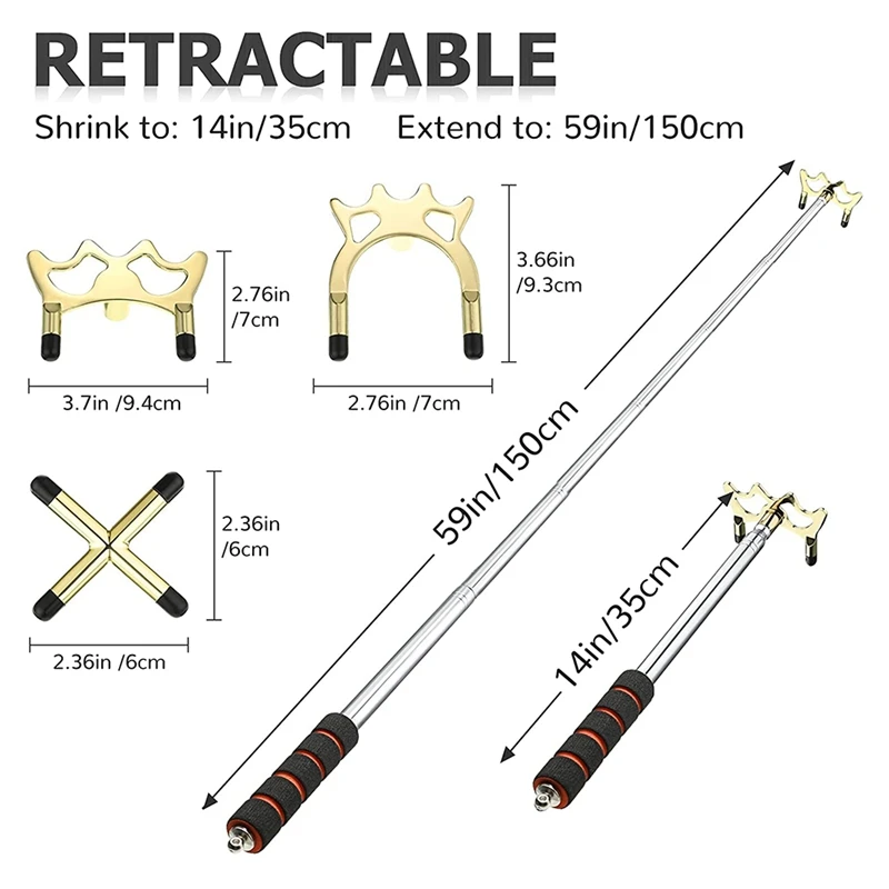 Retractable Billiard Cue Stick Bridge With 3Pcs Removable Brass Bridge Head Billiard Table Pool Cue Accessories