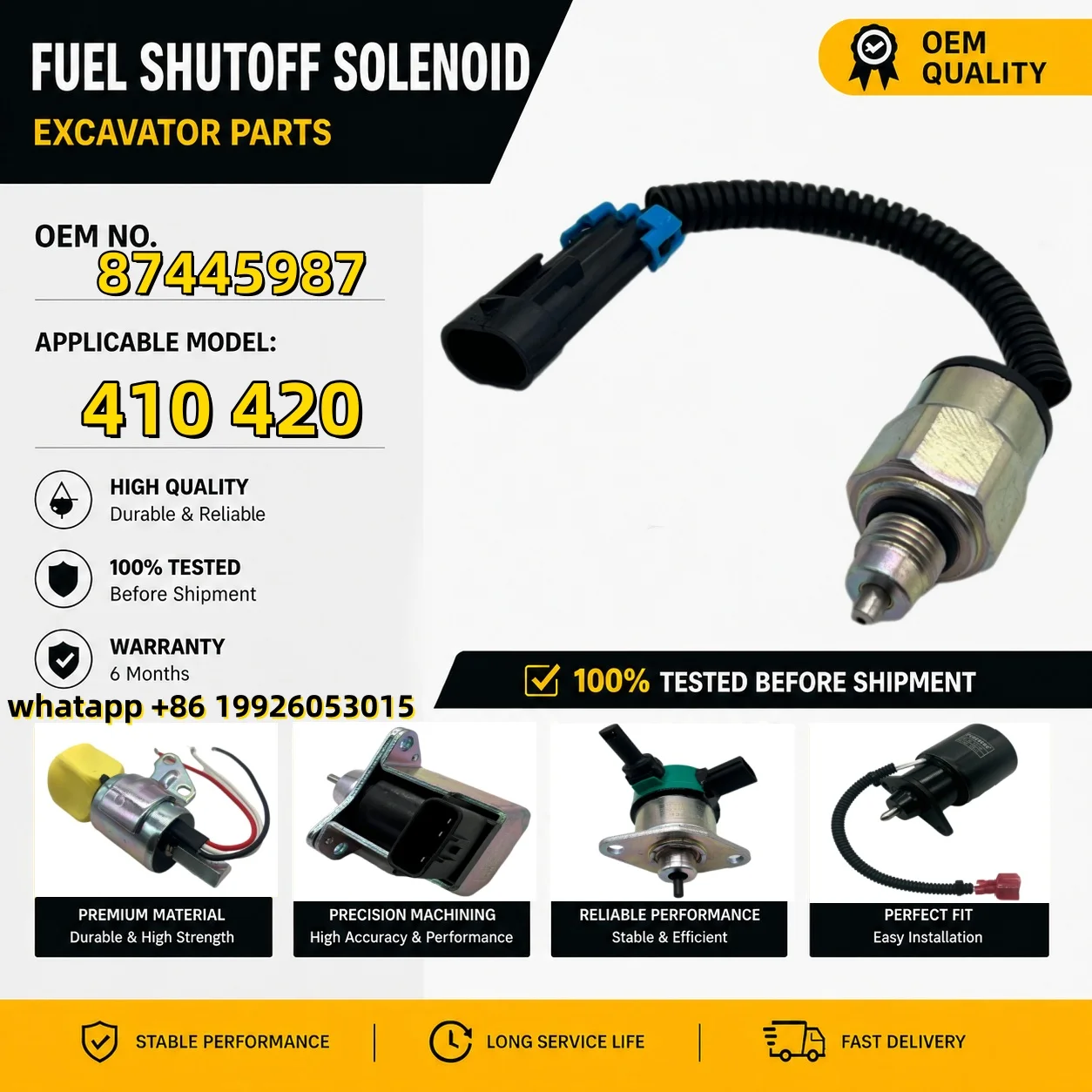 Solenoid Valve 84128131 87445987 for Case Backhoe Loader 580N 580N EP 580SN 580SN WT 590SN New Holland C185 L180 L190 C190