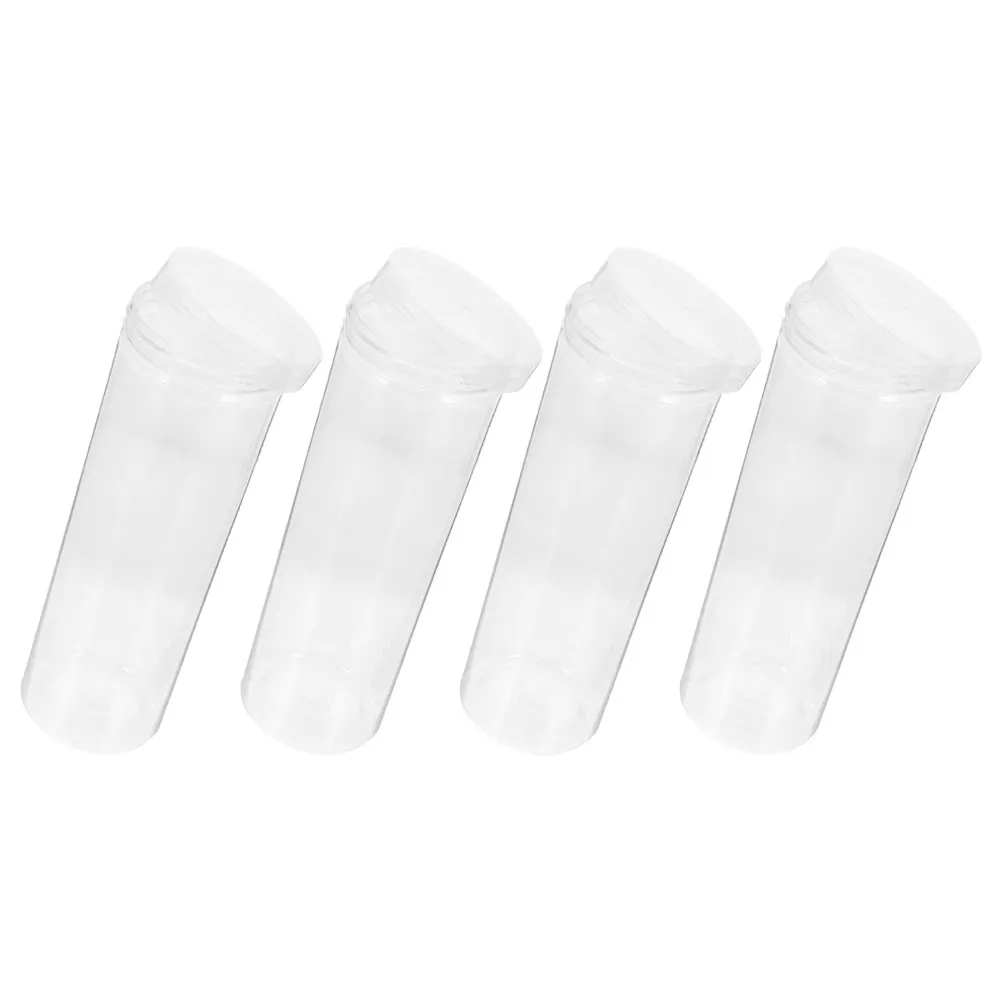 

4pcs Plastic Packaging Bottles Transparent Round Clear Pen Case Storage Large Capacity Office Desktop Accessories Empty Pencil
