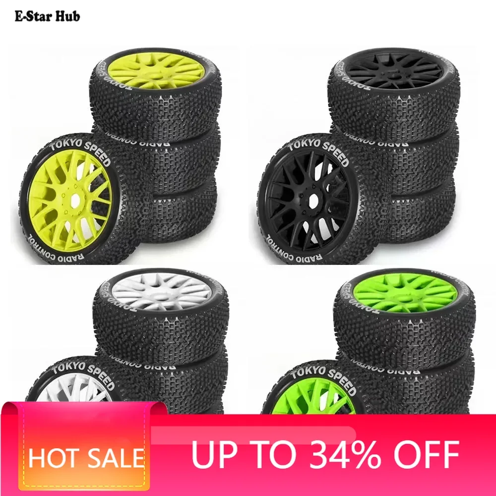 

4Pcs 110mm 1/8 RC Off-Road Buggy Wheels Tire 17mm Hex for ARRMA Typhon Talion TRX Redcat Team Losi Kyosho HPI HSP VRX RC Car