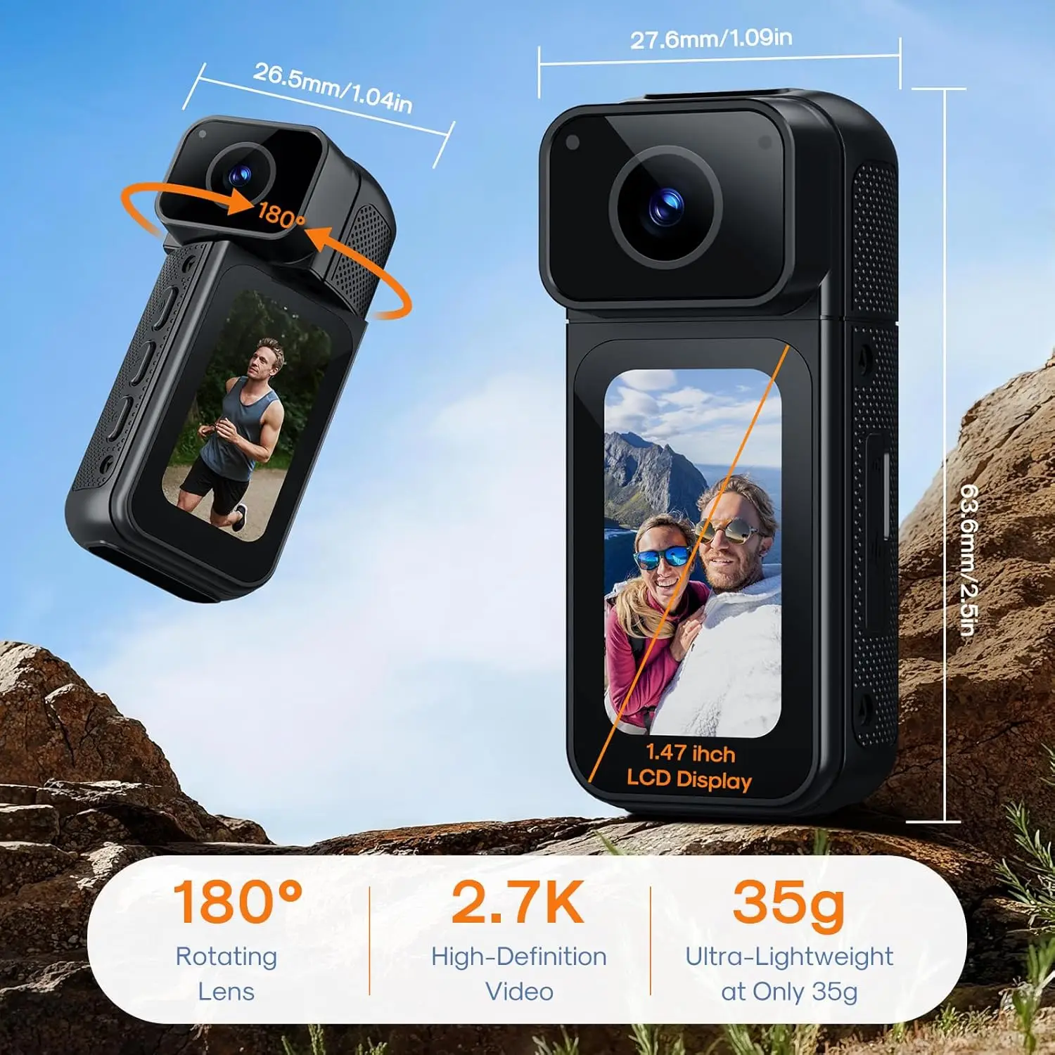 Mini Body Camera with Audio & Video Recording Wearable Pocket Cam with Magnetic Lanyard Portable Thumb-Size Action Camcorder