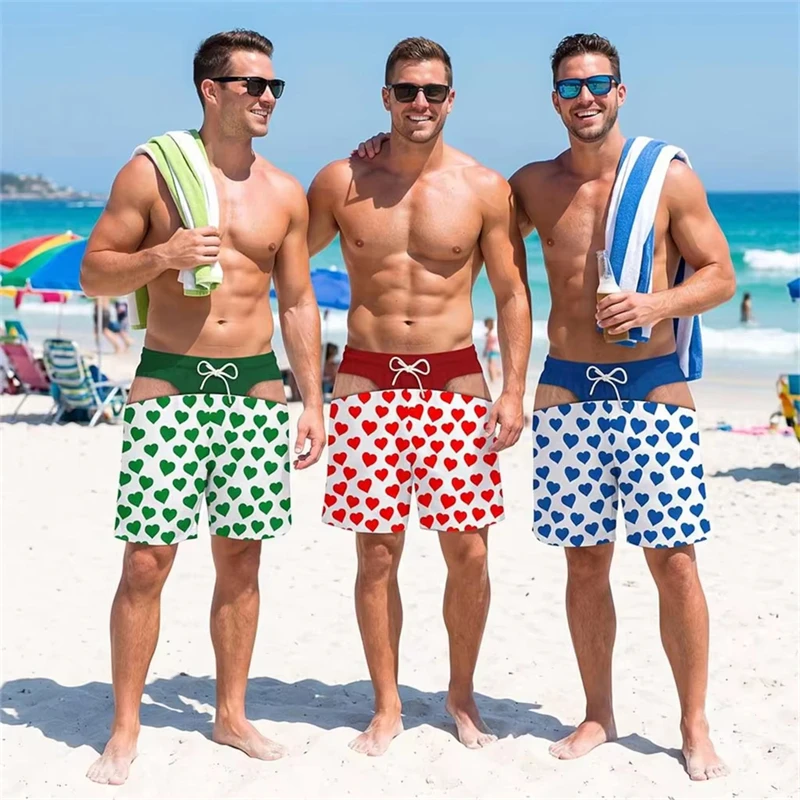 Funny Fake Briefs Print Swim Trunks Summer Beach Vacation Party Hawaiian Short Pant Fun Gift For Friend Husband Boyfriend