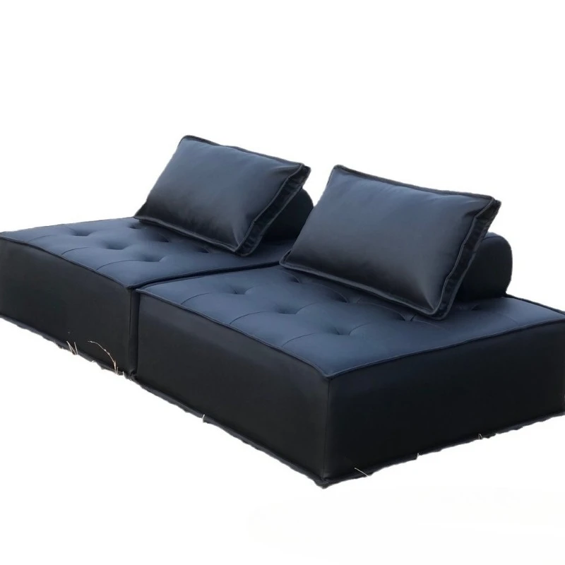 

Scrubable Italian minimalist technology microfiber leather black sofa combination module