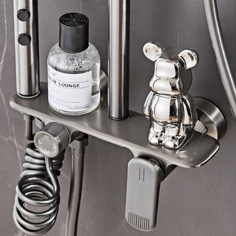 4-Way Rainlfall Showers System Set Bathroom Shower Faucet Set Brass Shower Mixer Crane with Hand Shower Set Grey&Chrome