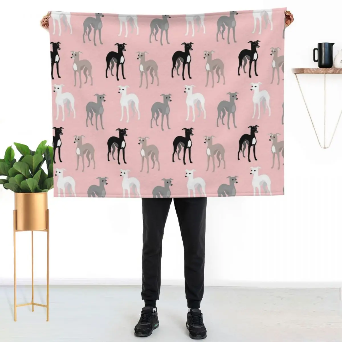 

Italian Greyhounds or Whippets Pink Pattern Throw Blanket Lightweight Cozy Blanket for Bed Sofa