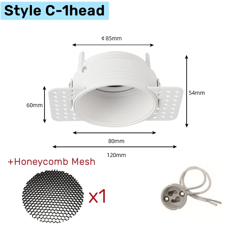 Trimless Vierkante Led Downlight Dubbele Hoofd Montage Frame Verzonken GU10/MR16 Plafond Lampen Houder Spot Verlichting Beugel Fittings