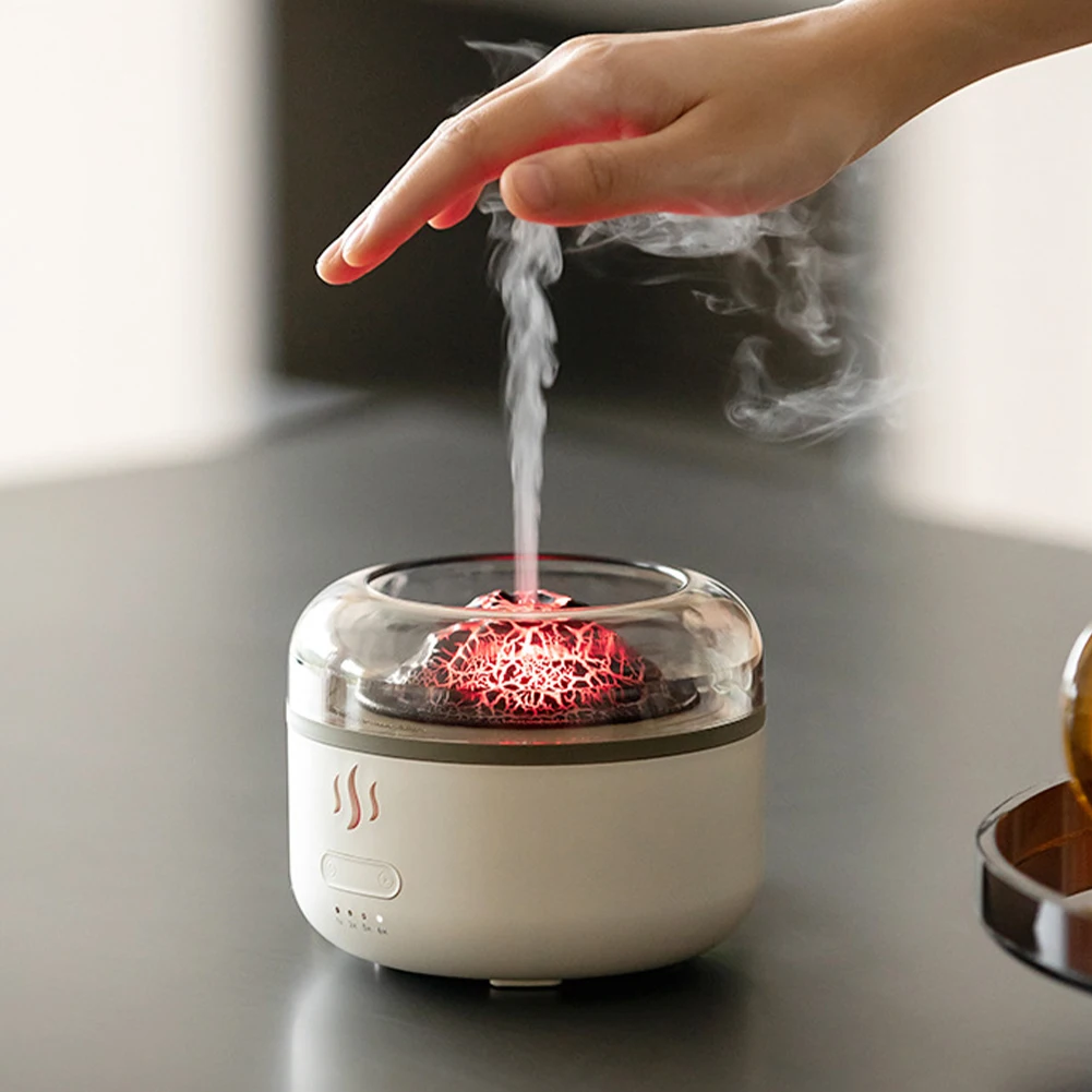 Flame Humidifier 160ml 7 Color LED Light Ultrasonics Air Diffuser With 2 Mist Modes Quiet USB Powered For Bedroom Office