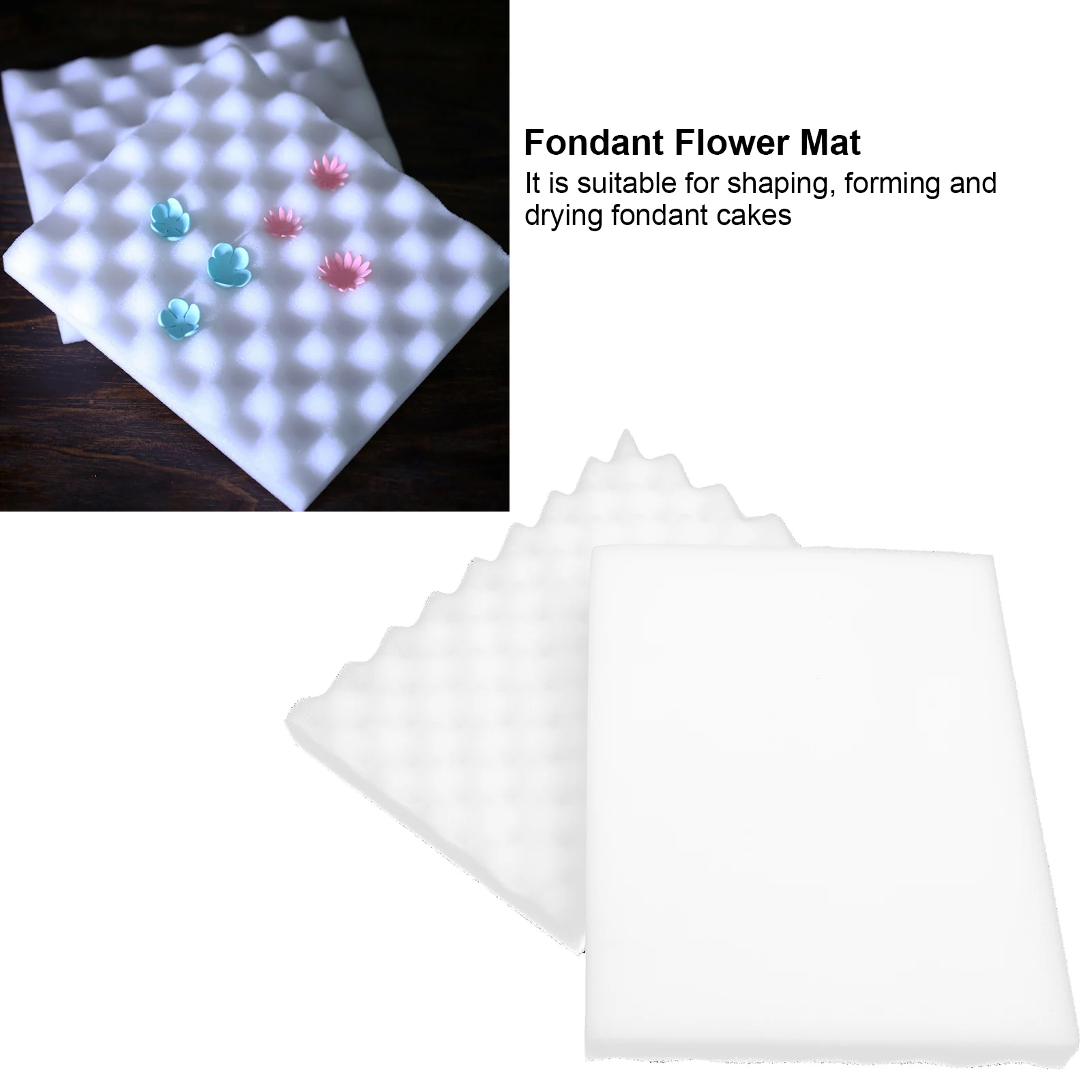 2Pcs Foam Drying Pads Sponge Mats Cake Fondant Sugar Flower Tool Mold Mat Shaping Sponge Pad Gum Paste Mold Bakeware Tools
