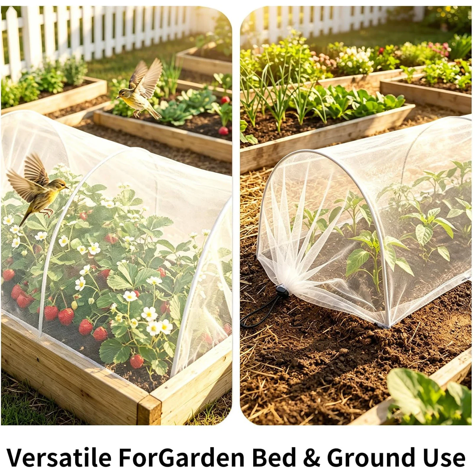 3x5M Grow Tunnel 45cm High Steel Frame Garden Netting Tunnel Fold Out Garden Tunnels for Vegetables Fruit Crops & Outdoors