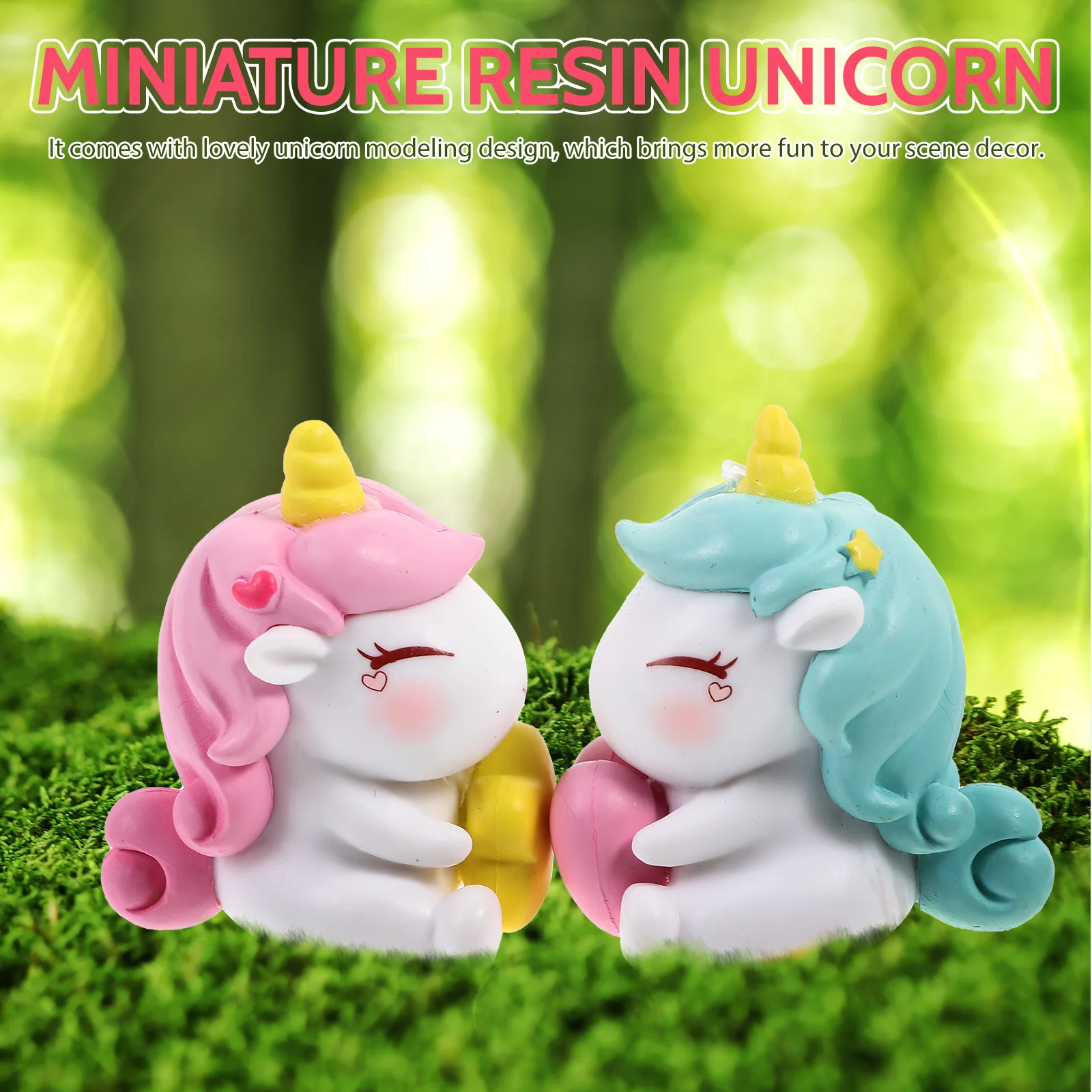 4 pçs ornamentos de unicórnio pequenas estatuetas mini decoração estátuas ao ar livre decoração de resina em miniatura