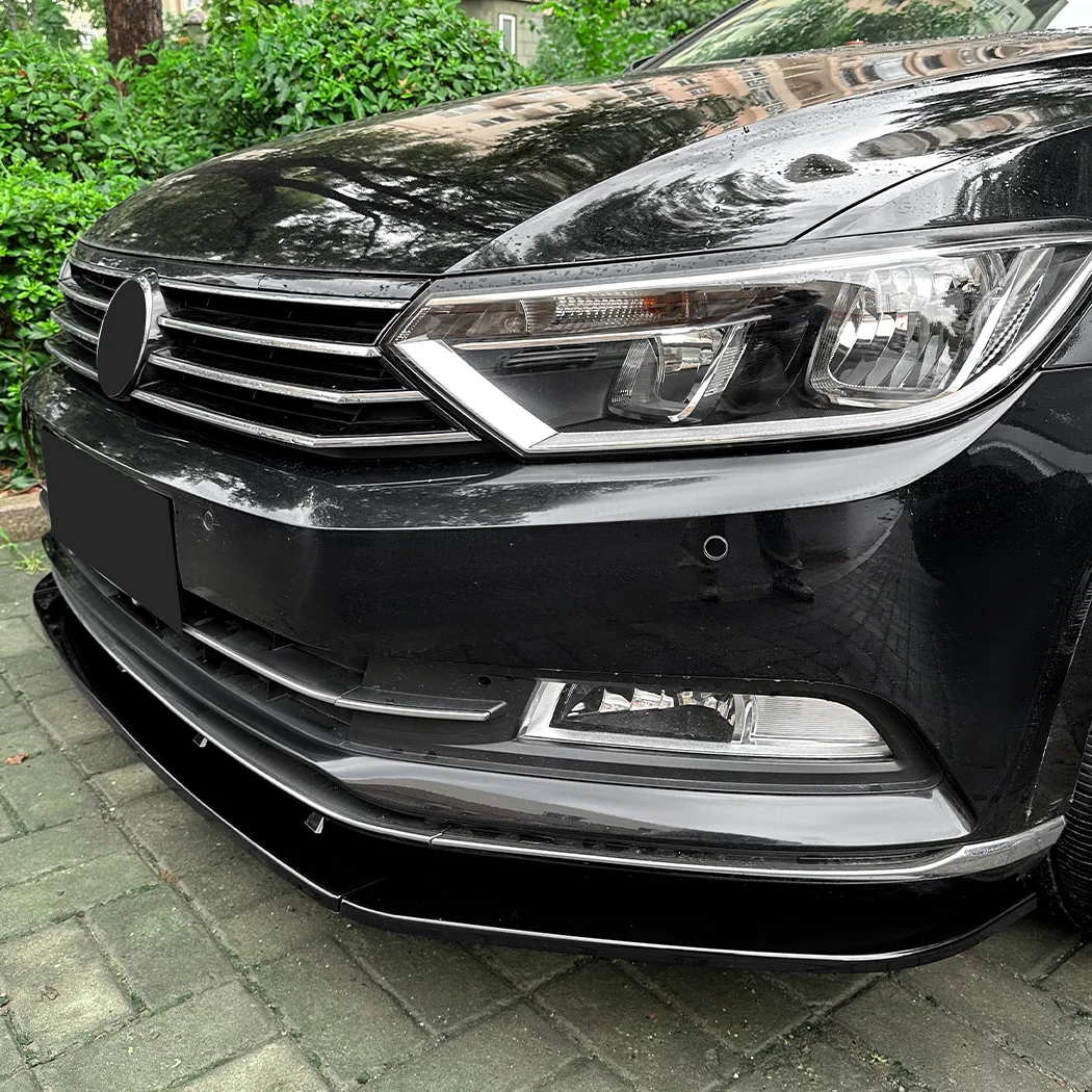 Car Front Bumper Lip Spoiler Splitter For VW Volkswagen Passat B8 2017 2018 2019 Glossy black Car Styling