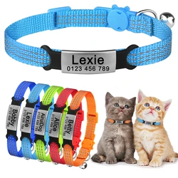 Personalized Adjustable Name Nylon Cat Personalized Id Tag Collar Pet Products Small Fast Breakaway Unisex Kitten Supplies Cat