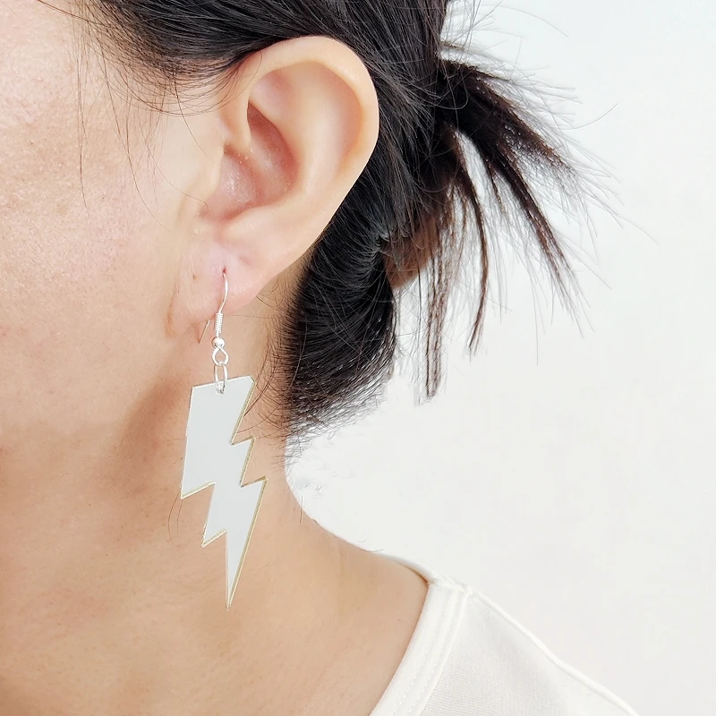 KUGUYS Medium Size Lightning Drop Earrings for Women Fashion Acrylic Easy Matching Jewelry Shiny Accessories