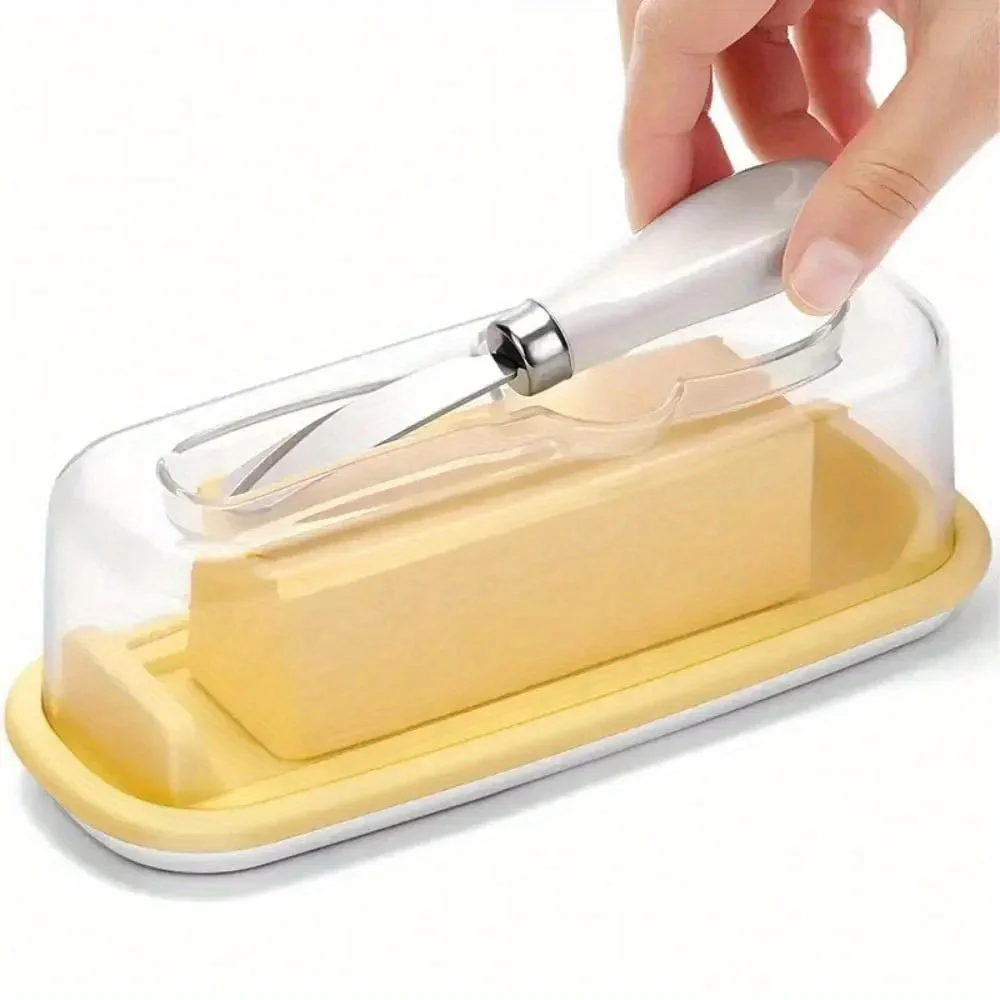 Butter Box With Lid And Butter Knife, Cheese Container, Household Tableware, Kitchenware，storage box