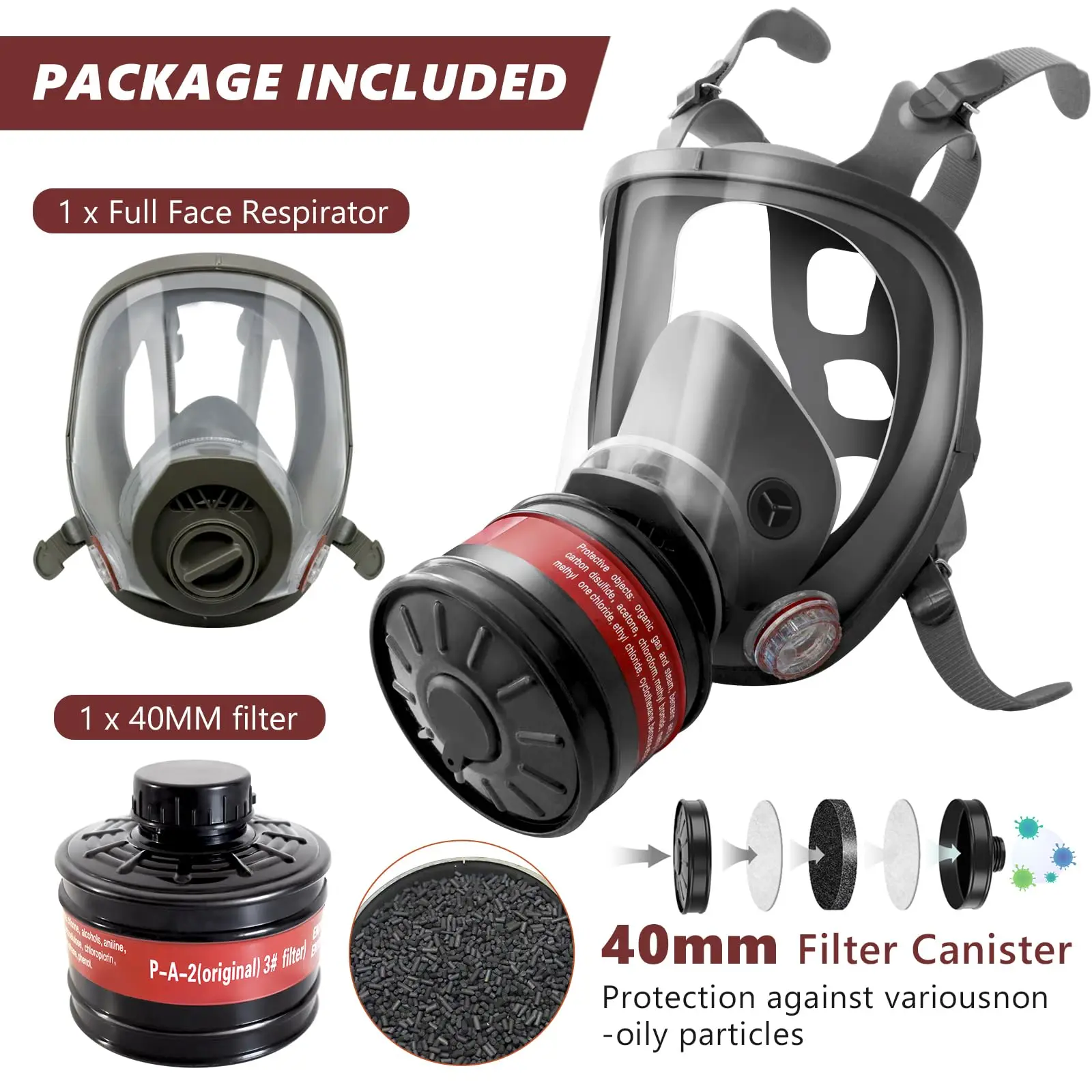 Spray painting and polishing full face large field of vision special hood dust protective mask