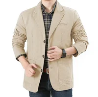 Men's Washable Fabric Single Breasted Button Blazers Business Suit Loose Military Jackets Outwear 6
