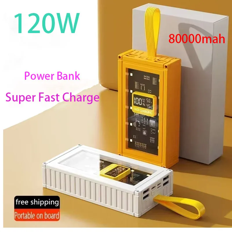 New 120Wpower Bank 80000mah container ultra-fast charging portable power library iPhone 14 Xiaomi external battery charger