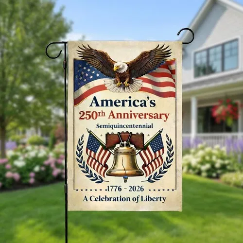 USA God Bless America Eagle 1776-2026 Flag, Liberty Bell Patriotic Double-sided EEJ UUN