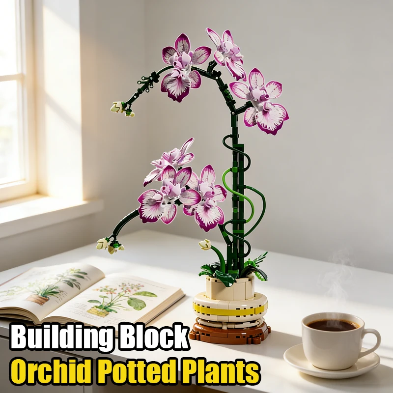 

Orchid Building Block DIY Assembly Potted Plant Toy Realistic Flower Brick Romantic Home Decor Toys for Kids Christmas Gifts