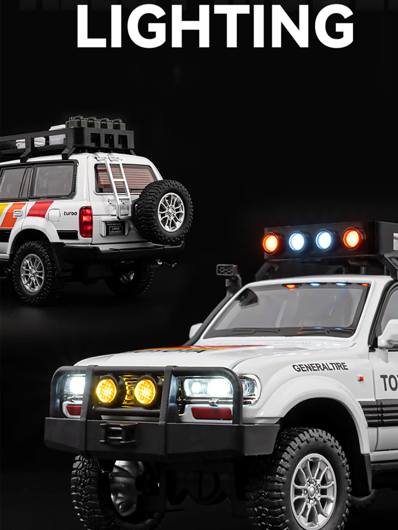 1: 24 نموذج سيارة لاند كروزر LC80 محاكاة من سبائك الزنك، زخرفة ثابتة، سيارة هدية معدنية قابلة للجمع #5