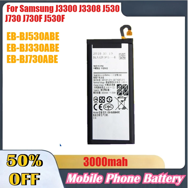 

Аккумуляторы для мобильных телефонов большой емкости для Samsung J3300 J3308 J530 J530F J730 J730F EB-BJ530ABE EB-BJ330ABE EB-BJ730ABE