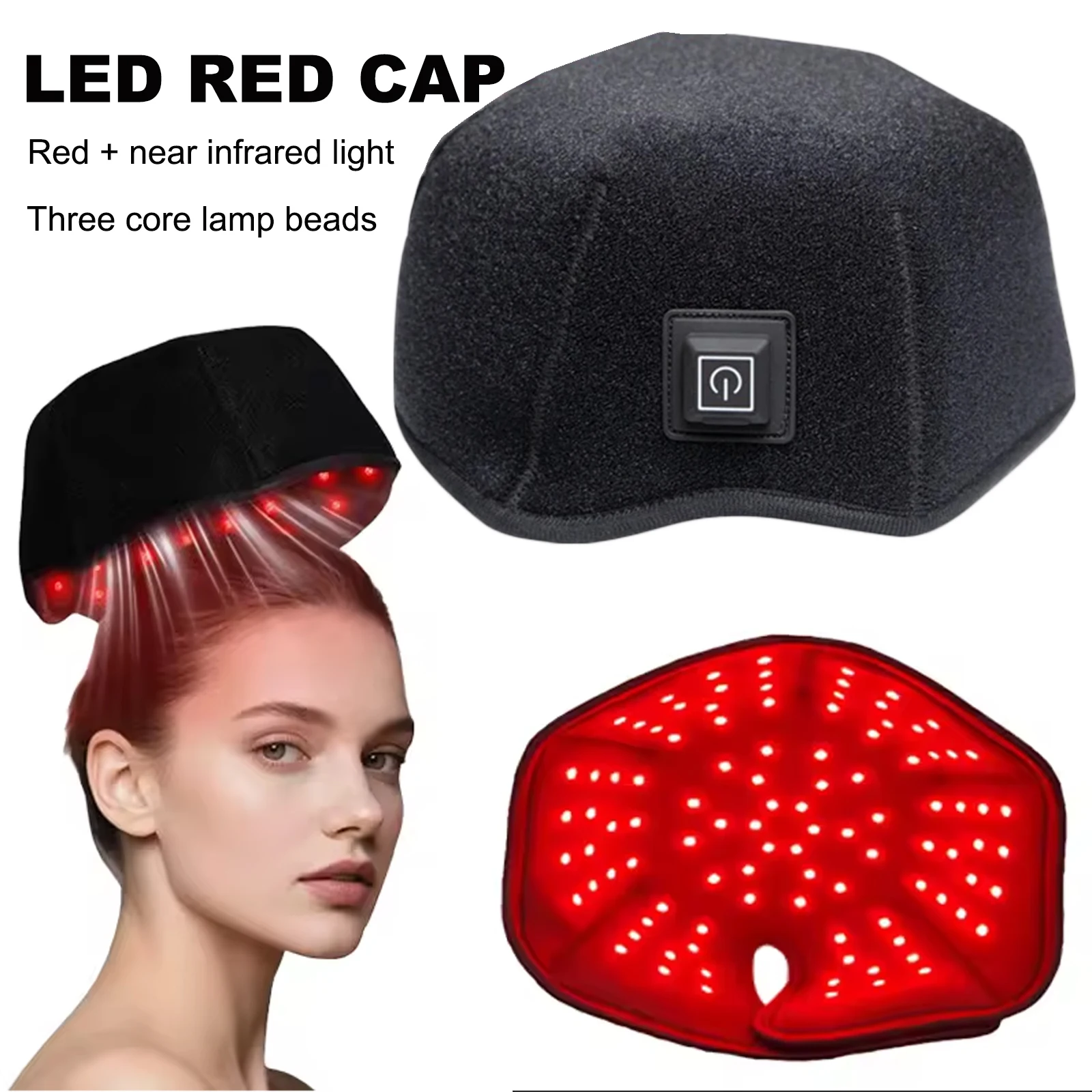 

Red Light Hats for Hair Regrowth Infrared light Cap Thinning Anti Hair Loss Anxiety Stress Reduce Migraine Scalp Relax Massager