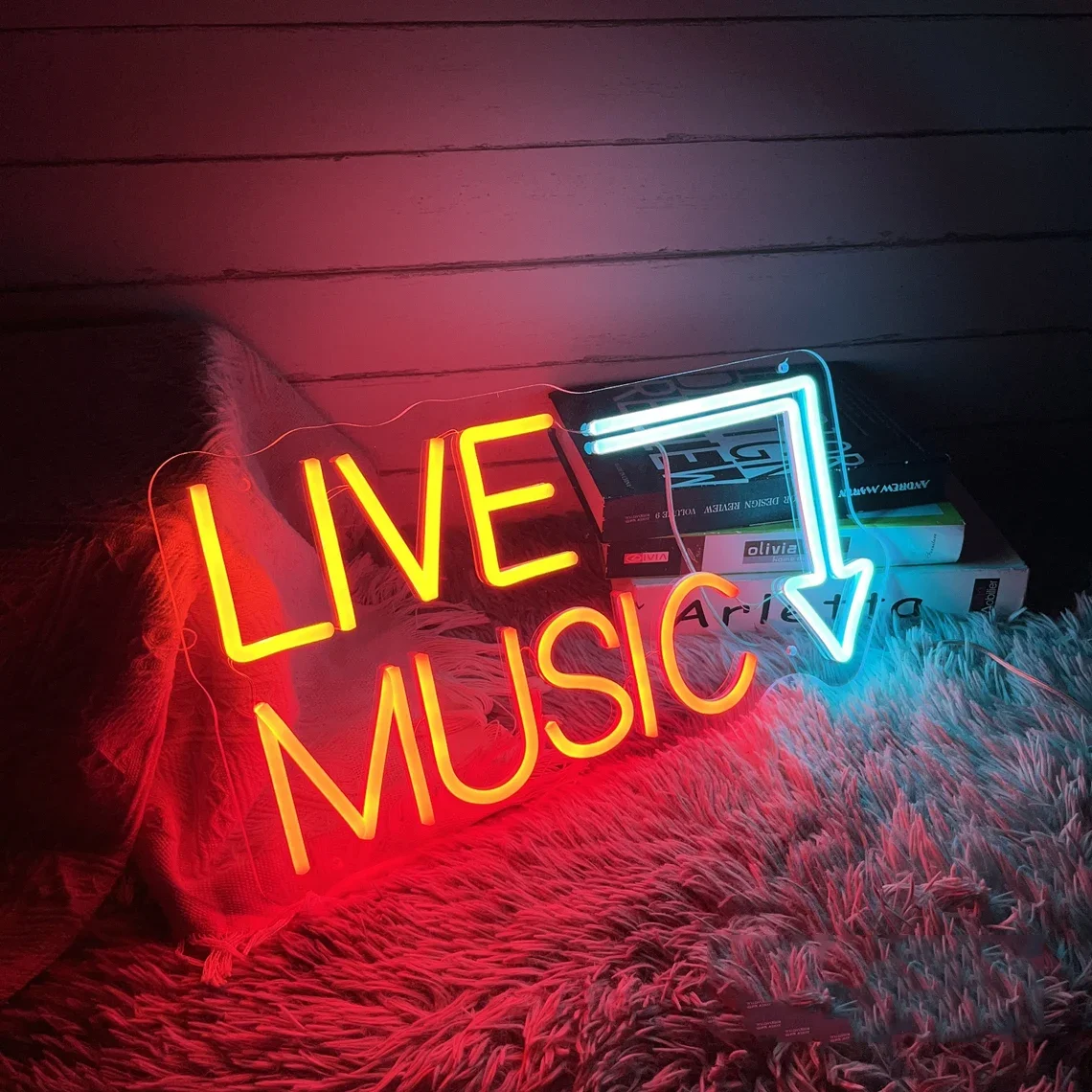 Live Music Neon Sign Personalized Neon Light Up Sign Bar Club Music Studio Wall Decor Living Room Decoration Birthday Gift