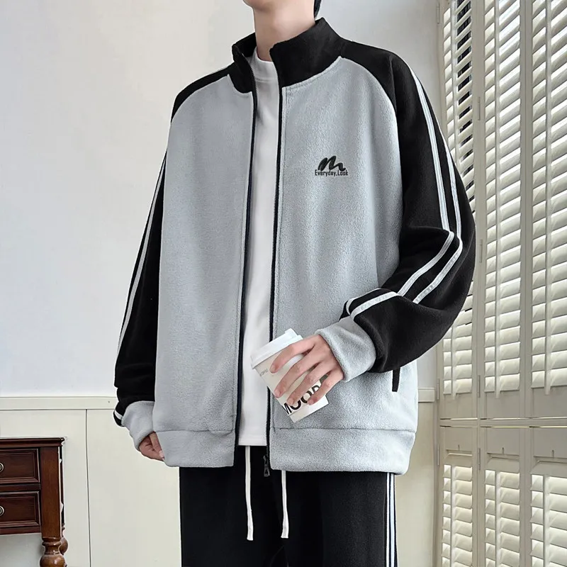 

Spring Autumn Heavyweight Men's Jaet Loose Trendy Teenage Jaet Student Open Cardigan Outerwear Polyester Fiber Long Sve