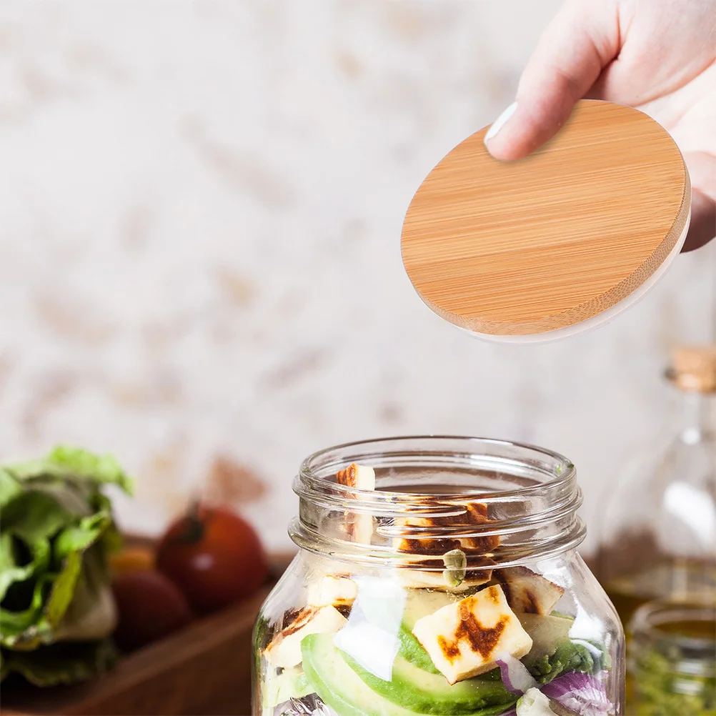 

3pcs Bamboo Wood Silicone Cup Covers For Milk Tea Cups Heat Retaining Smooth Edge Mug Lid Set Compatible With Mugs Bottles