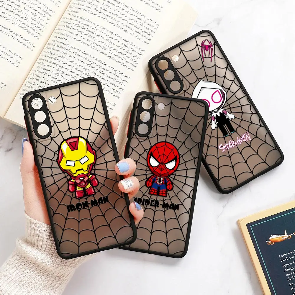 Marvel Hero Matte Clear Fundas per Samsung S23 Ultra Case Galaxy S20 FE S21 S22 Ultra 5G S10 S8 S9 Plus Cover Spider-Man Ironman