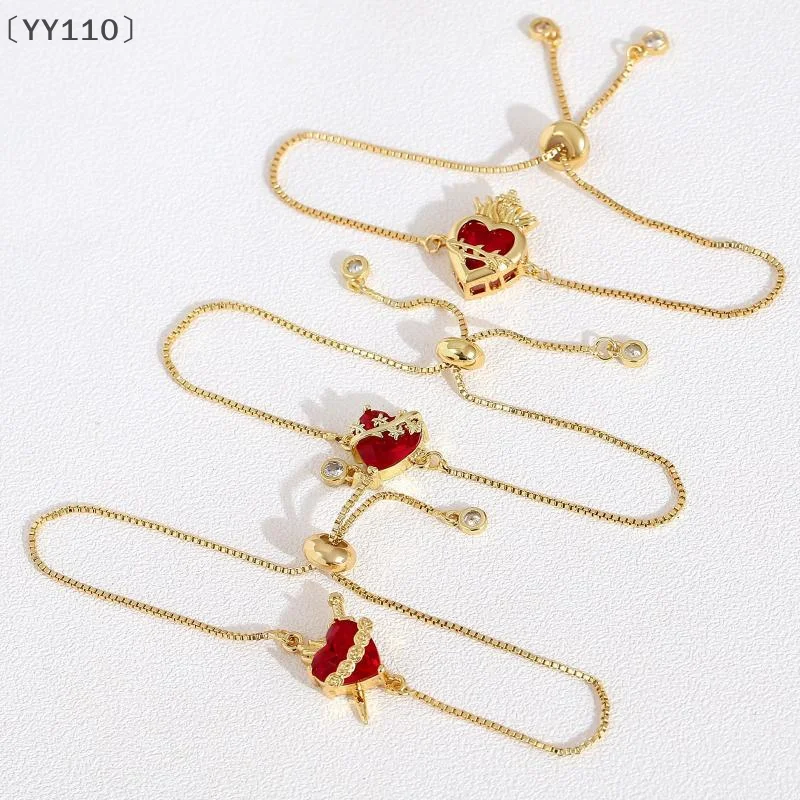 [[YY110] سوار على شكل قلب يسوع المقدس للنساء والفتيات تصميم جديد لهب شوكة أساور قابلة للتعديل مجوهرات هدايا الحفلات