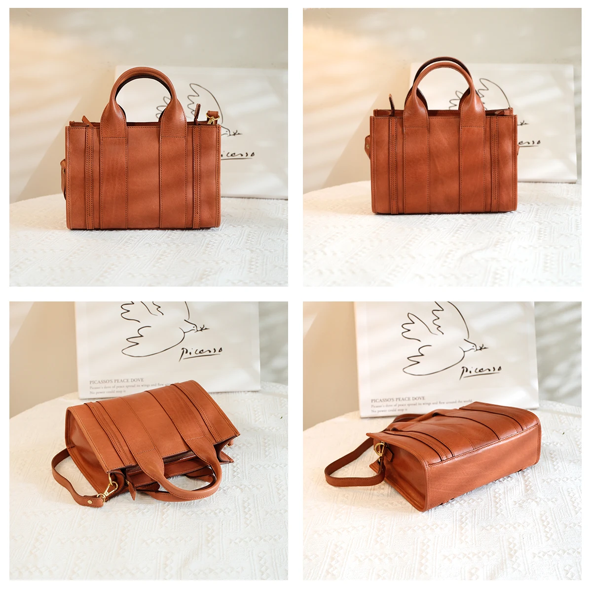 حقيبة يد نسائية فاخرة من الجلد الطبيعي للحفلات الخارجية، حقيبة كتف كلاسيكية مصنوعة يدويًا من جلد البقر الحقيقي