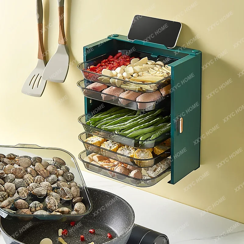 Kitchen, plate rack, multi-layer foldable preparation plate, storage rack superimposed multi-functional side dishes