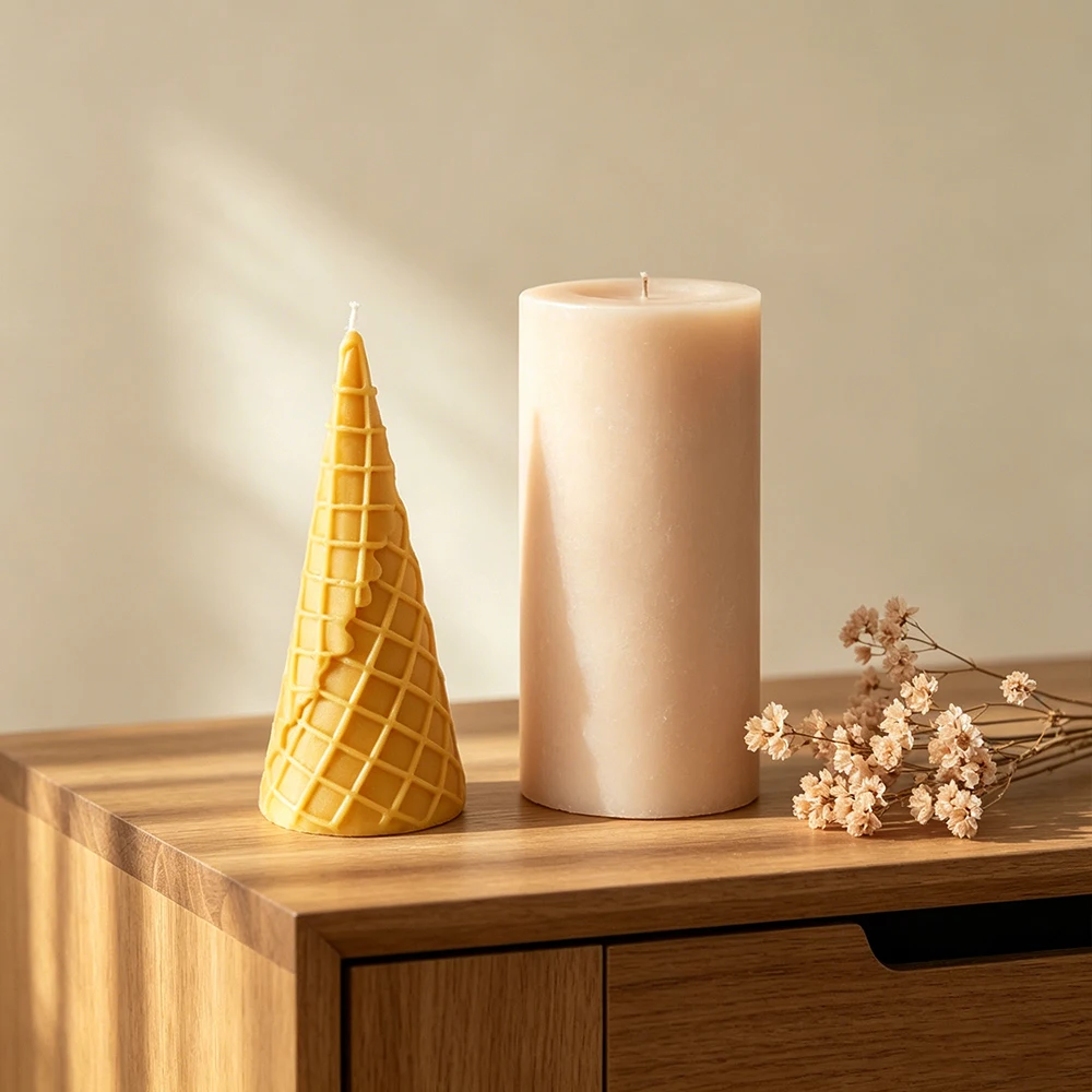 3D Ice Cream Cone Silicone Candle Mold DIY Ice Cream + Cone Molds for Handmade Aromatherapy Plaster Candle Soap & Resin Crafts - view 3
