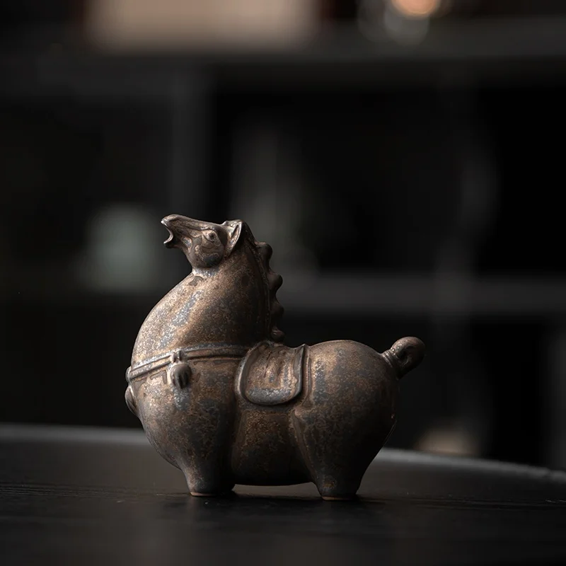 

Ceramic Horse Statues Tea Pet Ornaments Creative Wealth Attraction Tang Ma Desktop Decorations Craft